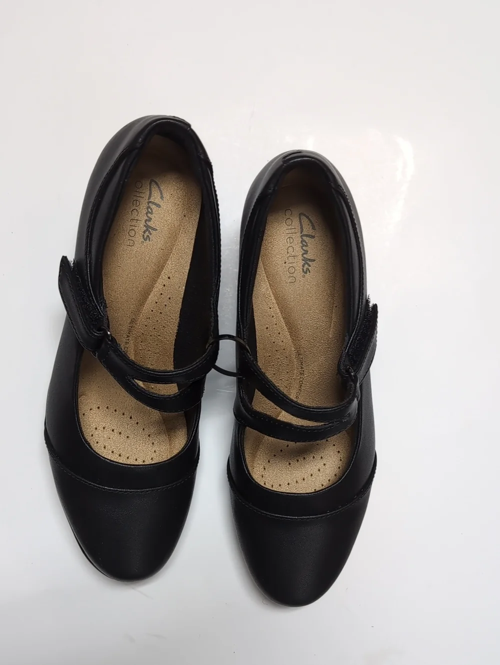 Clarks Black Double-Strap Mary Jane Flats